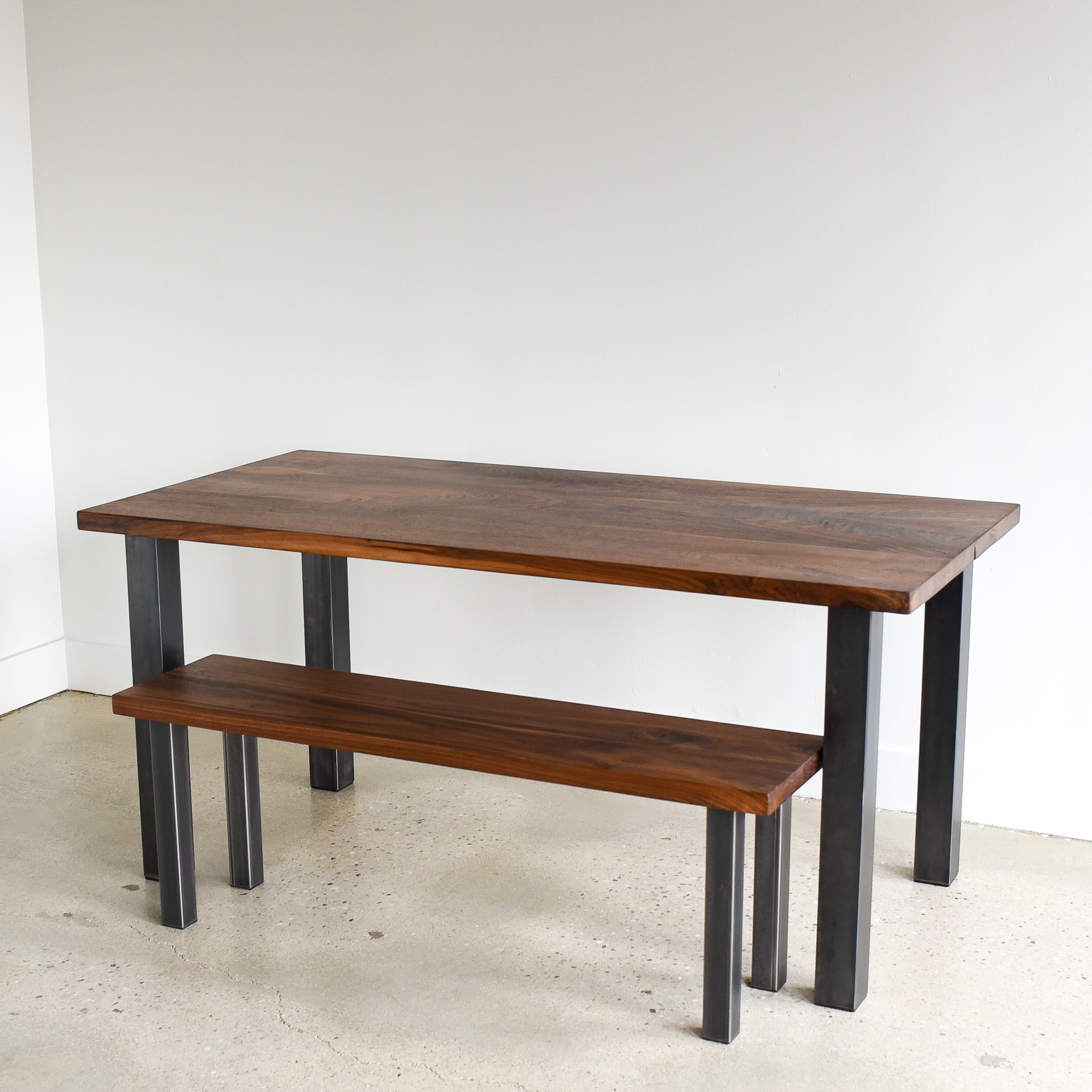 Industrial Walnut Post Leg Bench What We Make