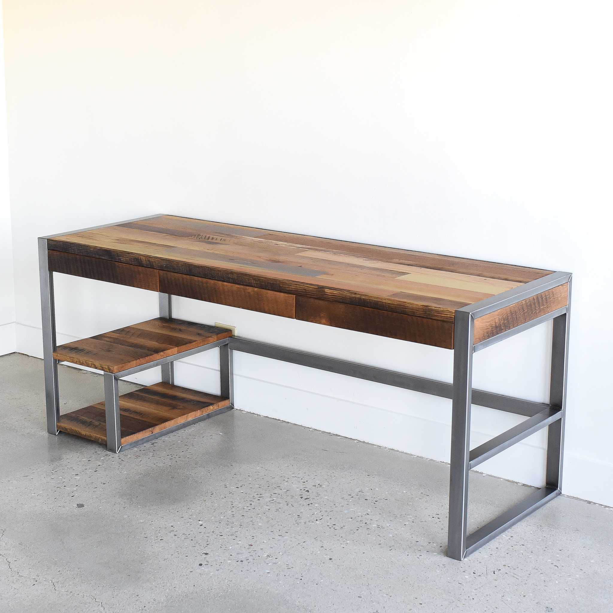 Reclaimed Wood Desk 3 Drawer Shelving What We Make