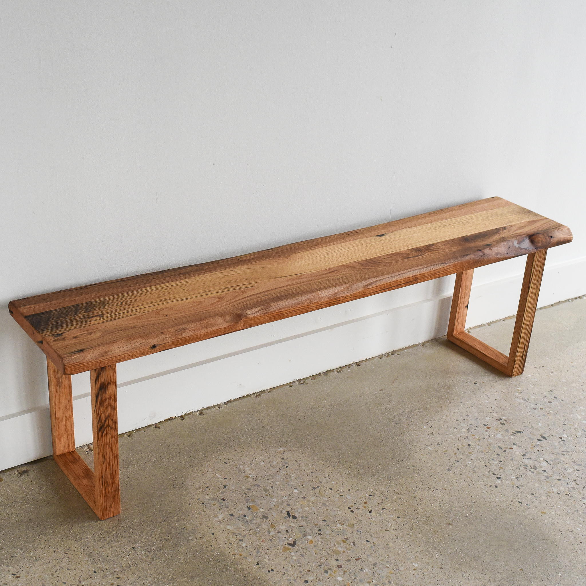 Reclaimed Live Edge Bench U Shaped Wood Legs What We Make