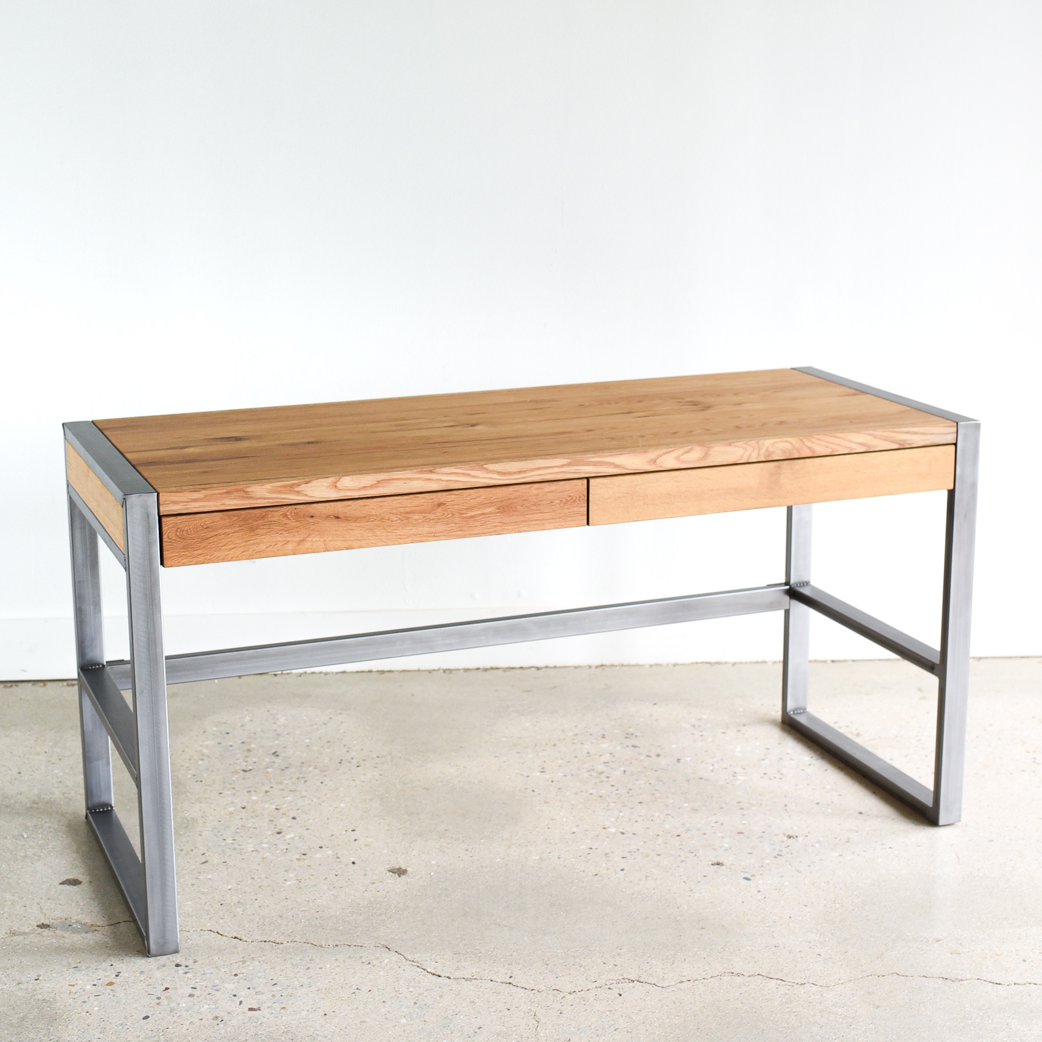 White Oak Office Desk 2 Drawer What We Make