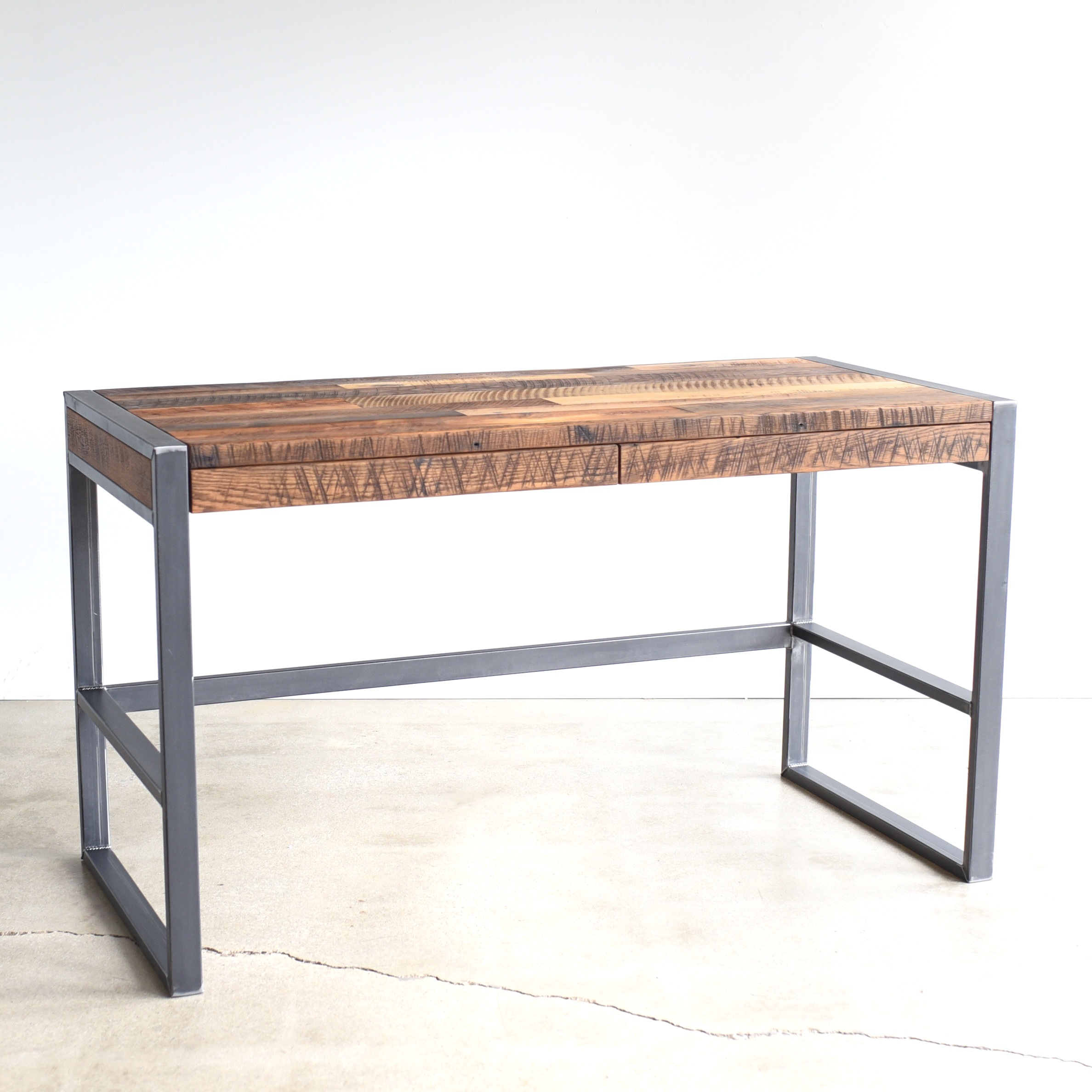 Reclaimed Wood Desk 2 Drawer What We Make