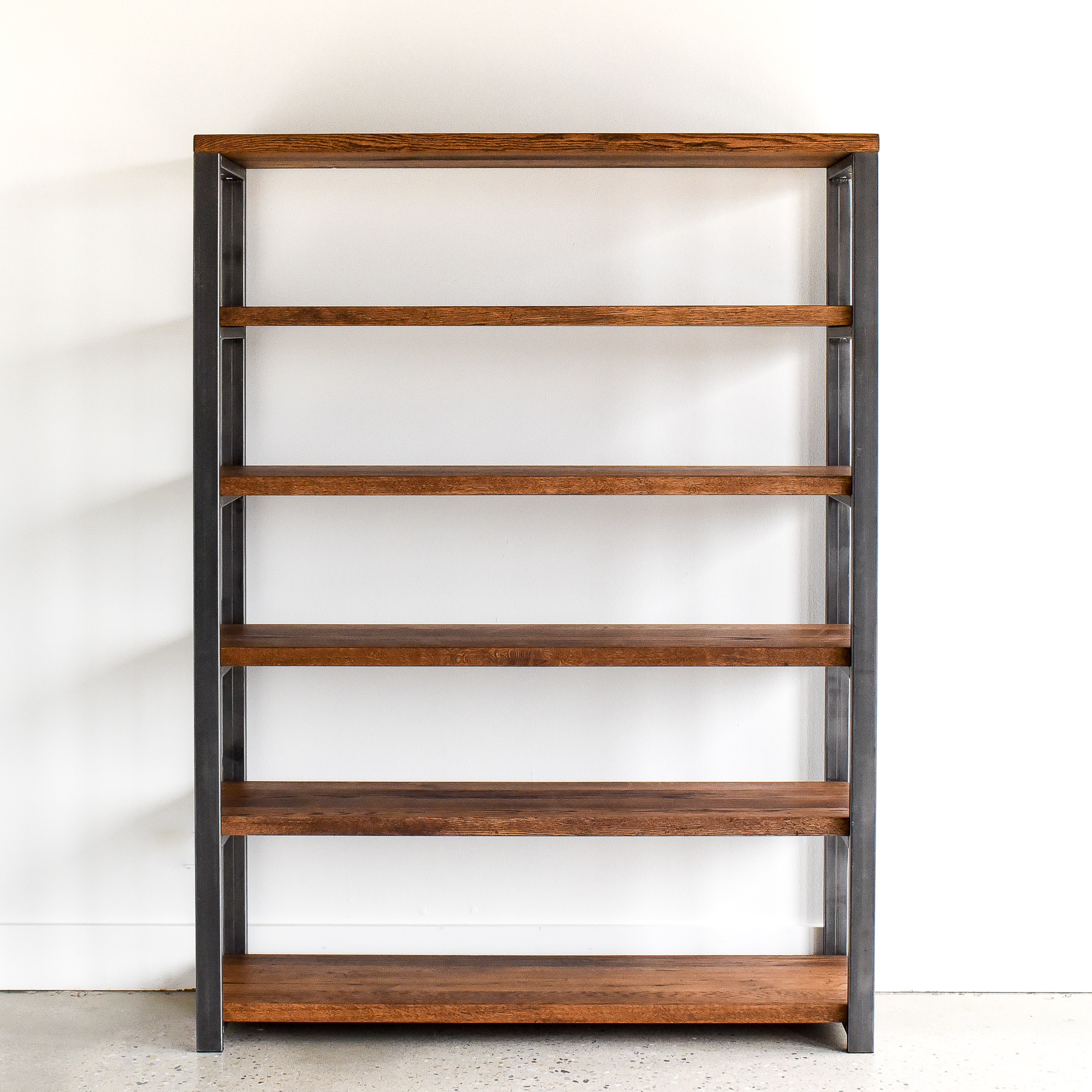 Open Industrial Bookcase With Reclaimed Wood Shelves What We Make