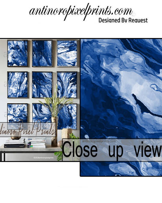 Art Marble Blues Stone Abstract Set Includes 9 8x8 Wall Art