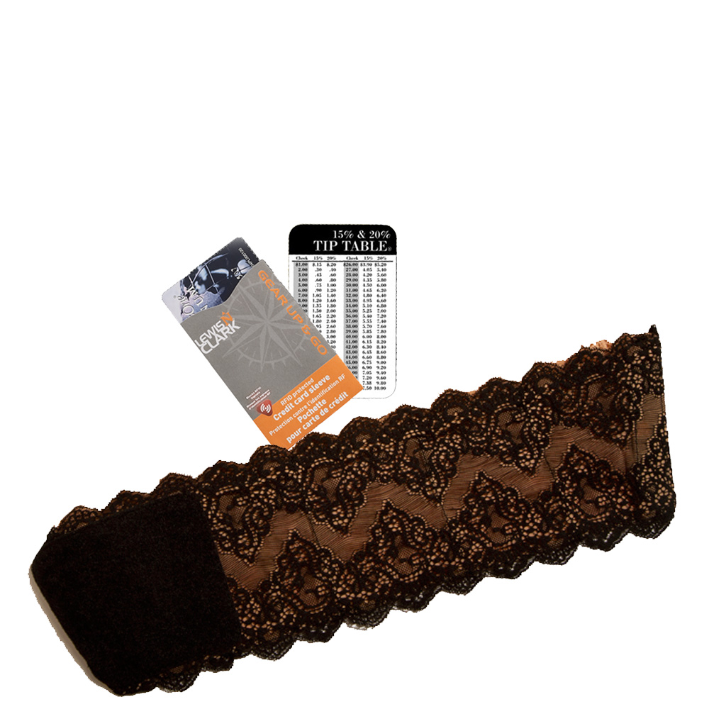 Girly Go Garter Pocket Rfid Credit Card Sleeve And Tip Table