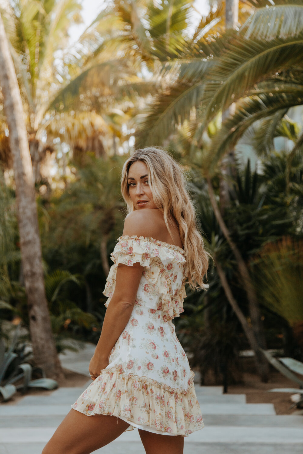 Photos by Paige Owen Majorelle Floral Dress via Revolve, Lovers + Friends Bikini & Lack of Colour Bucket Hat, Spell Set, Kat The Label Lingerie, Grace Loves Lace Nightgown