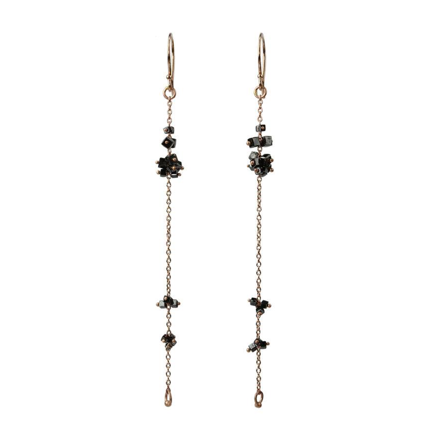 Long Cube Cluster Earrings - Rose Gold, Black Diamond — sarah mcguire studio