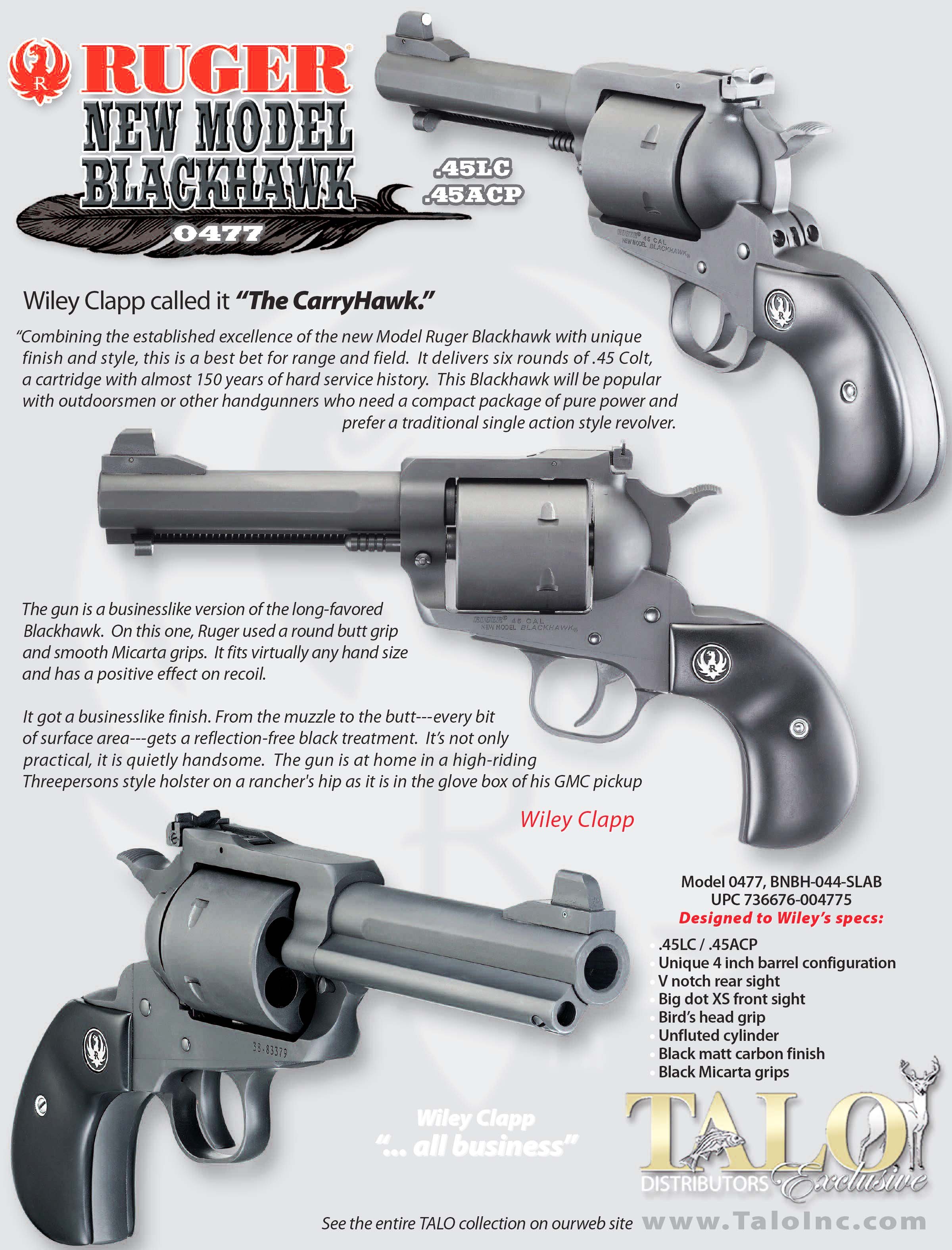 New Model Blackhawk 0477 Wiley S Carryhawk Talo Distributors Inc