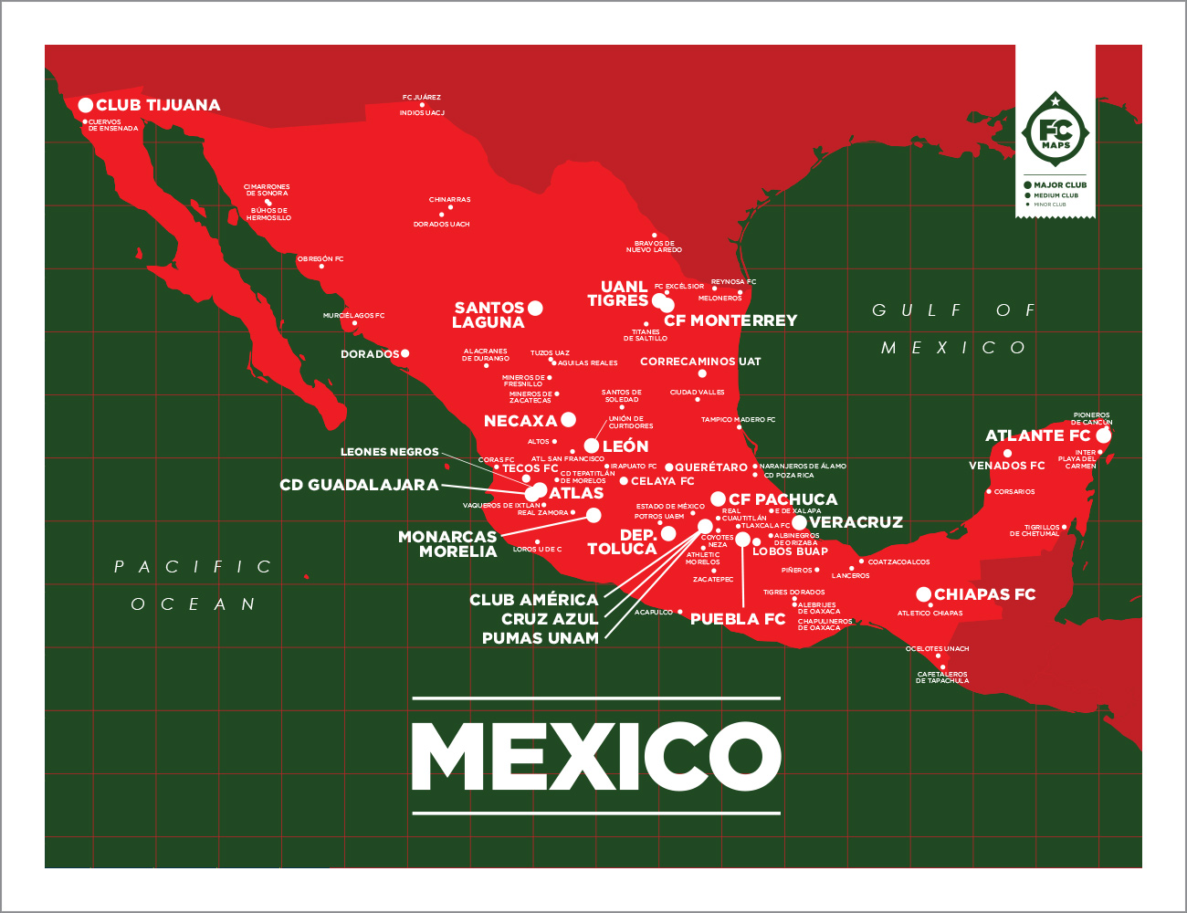 Mexico Map Football Club Maps
