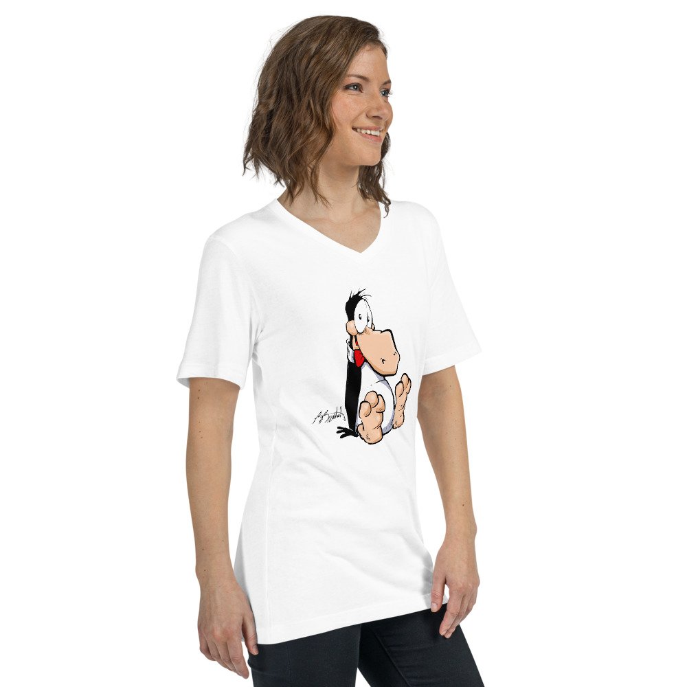 Plopped Opus Unisex Short Sleeve V-Neck T-Shirt — Berkeley Breathed - Bloom  County