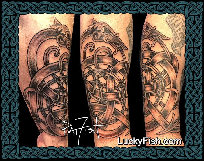 Norse dragon tattoo by Pat Fish