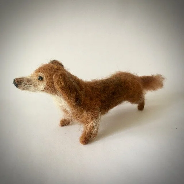 Walking Olive Felted Dogs Walking Olive