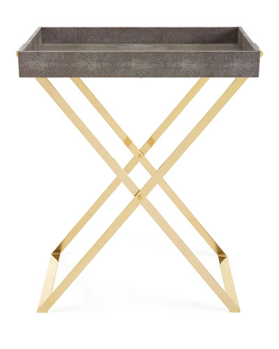 Aerin- Chocolate Shagreen Butler Tray & Stand Photo Courtesy Of: http://www.neimanmarcus.com