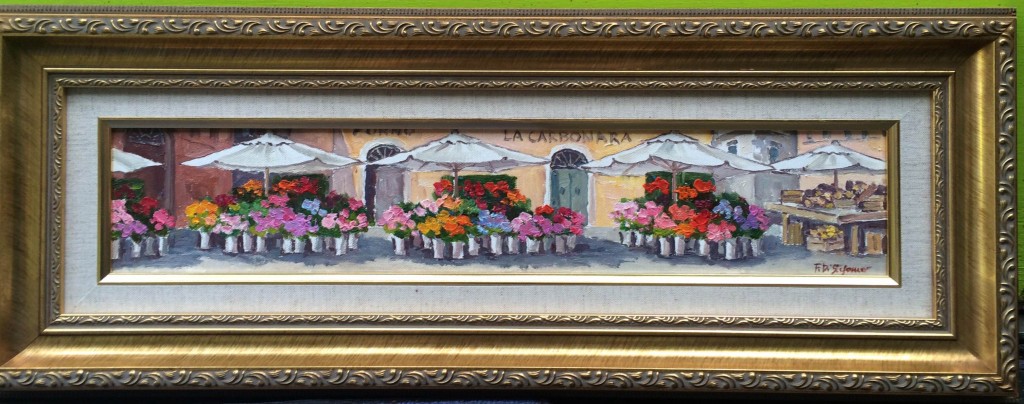 Campo do fiori, Francesca Distefano, 4 x 11, original oil on board $ 550