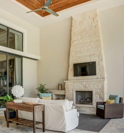 Outdoor fireplace Dorval stock development beasley and Henley Interior Design naples