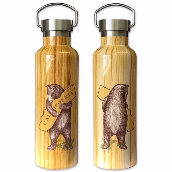 Wood-grain CA Bear Hug Stainless Steel Water Bottle — San Francisco  Mercantile
