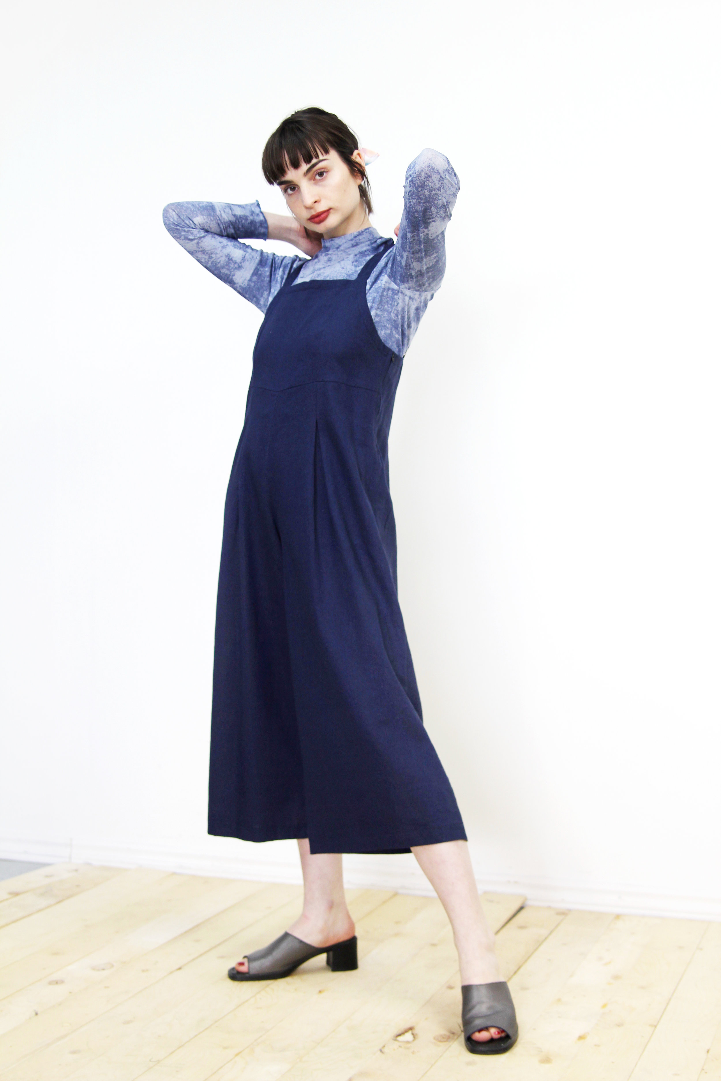 navy linen jumpsuit