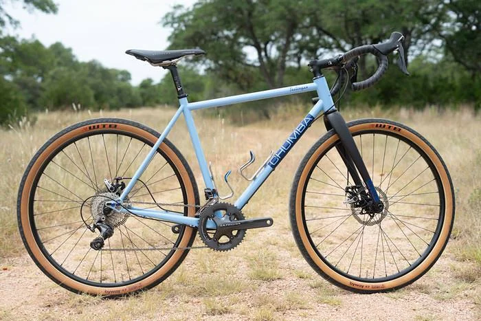 light blue road bike