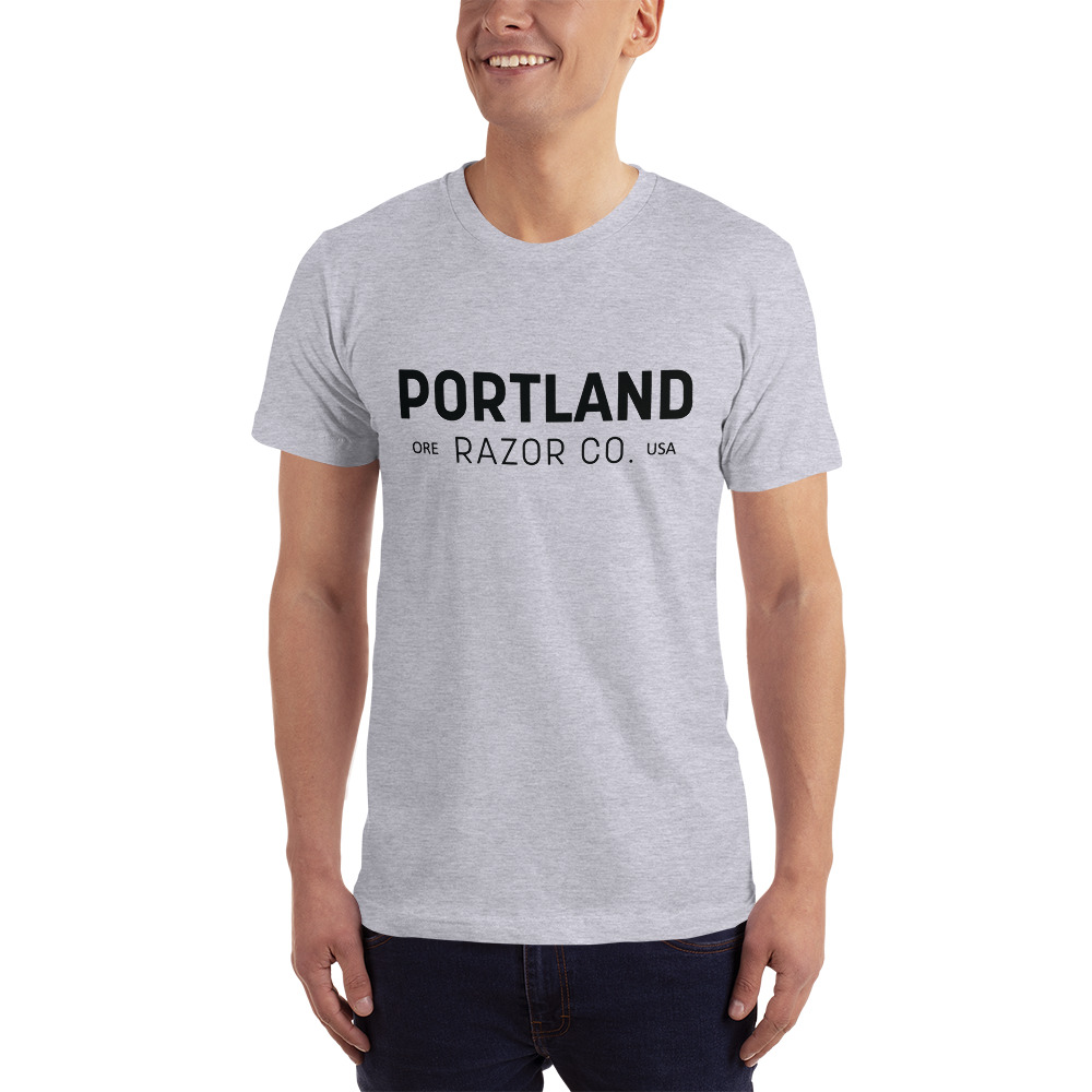Portland Razor Co Straight Razors And Strops Handmade In Portland Or Portland Razor Co Logo T Shirt Unisex American Apparel