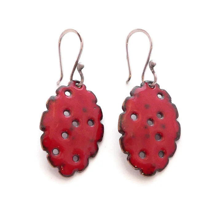 red enamel earrings
