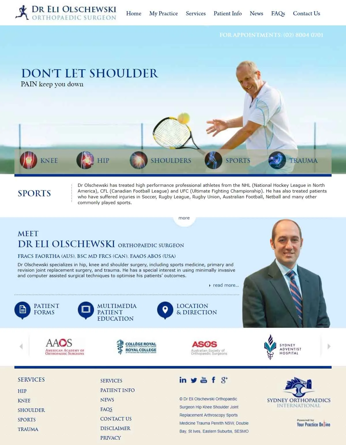 肩膀Orthopaedic Surgeon Website Sydney