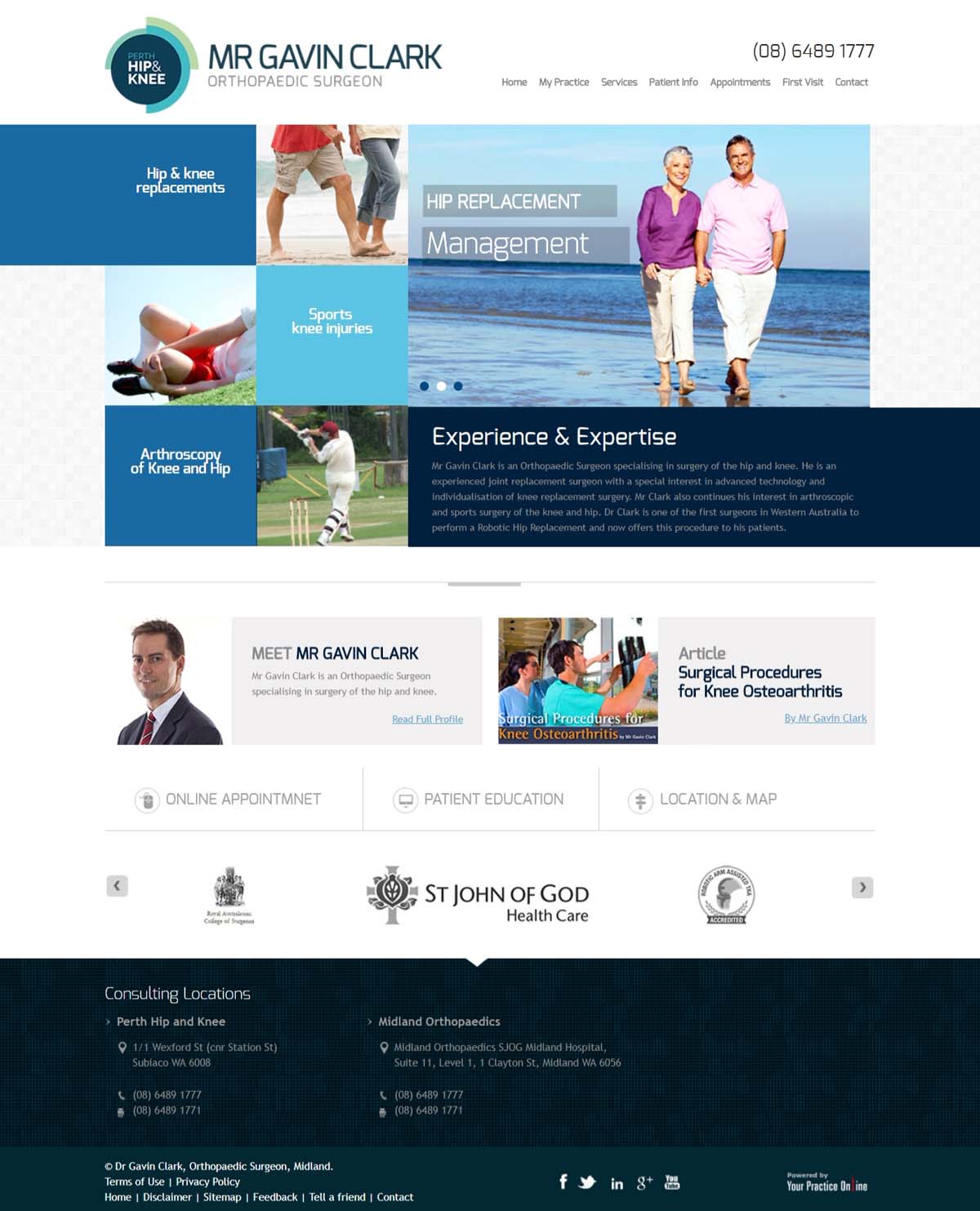 珀斯整形外科医生& Knee Website