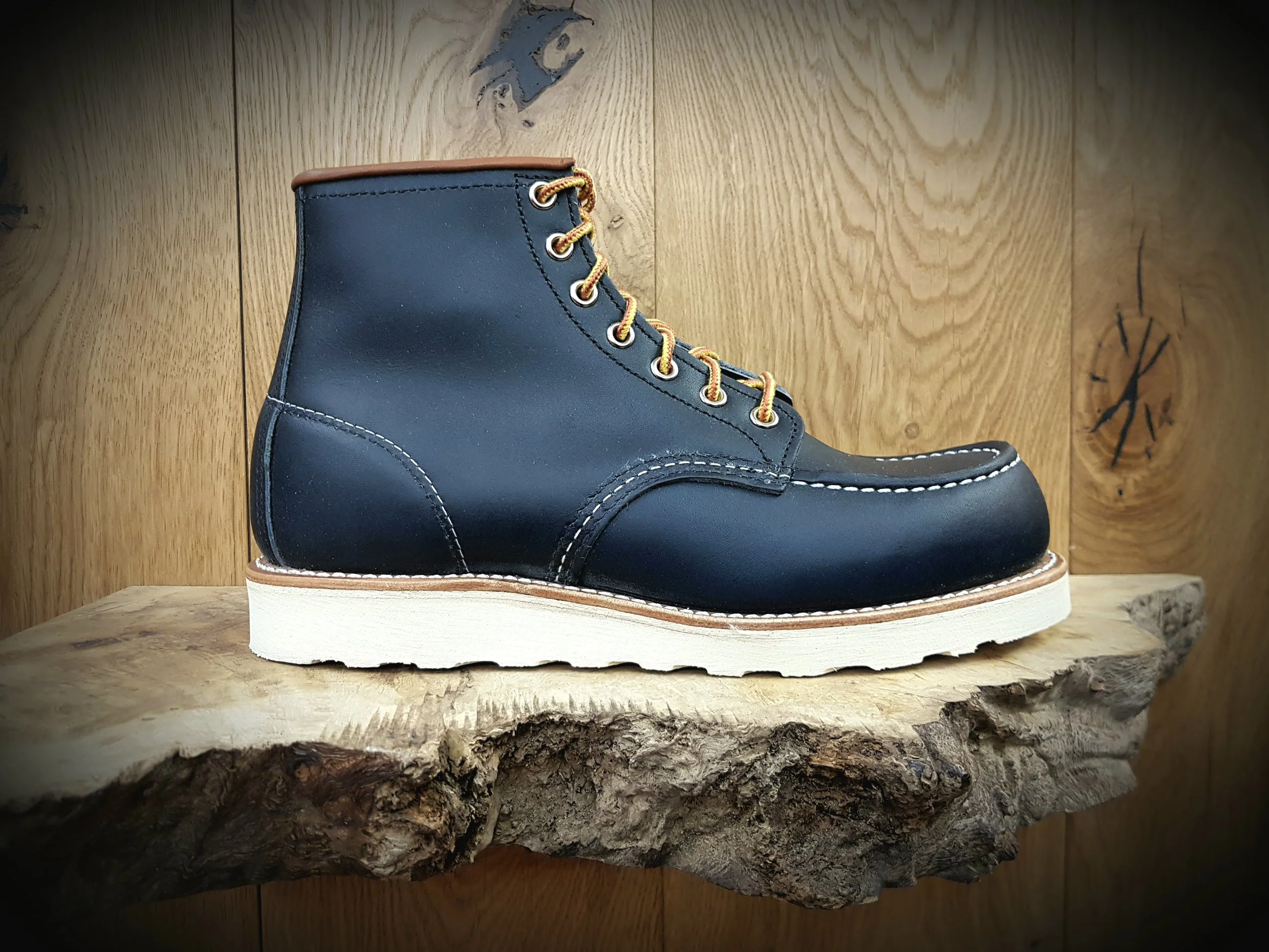 red wing moc toe blue
