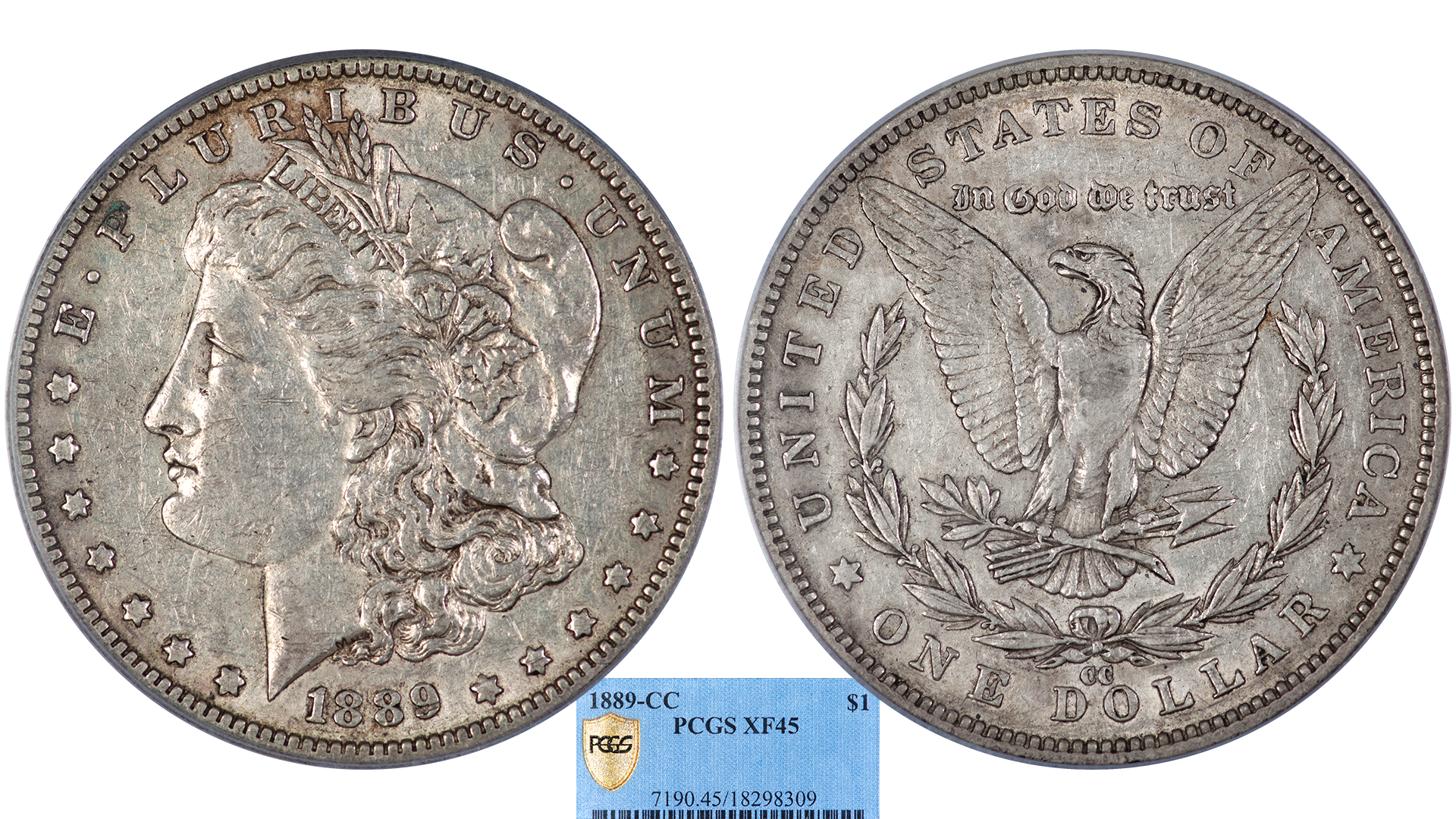 1889-CC-M$1-PCGS-XF-45-Rare- 1889-CC-M$1-PCGS-XF-45-Rare-