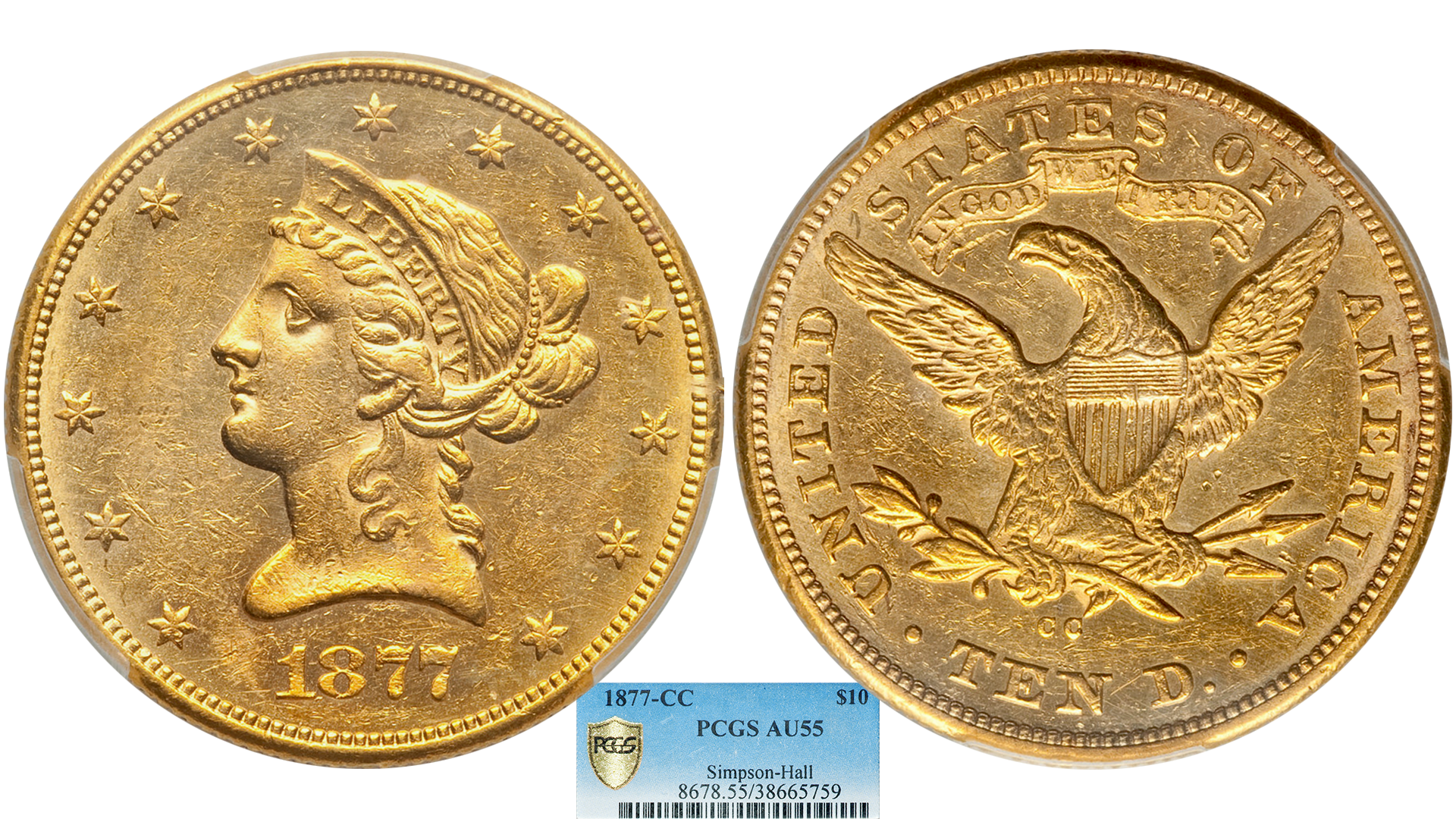 1877-CC Gold Eagle PCGS AU-55 — Southgate Coins