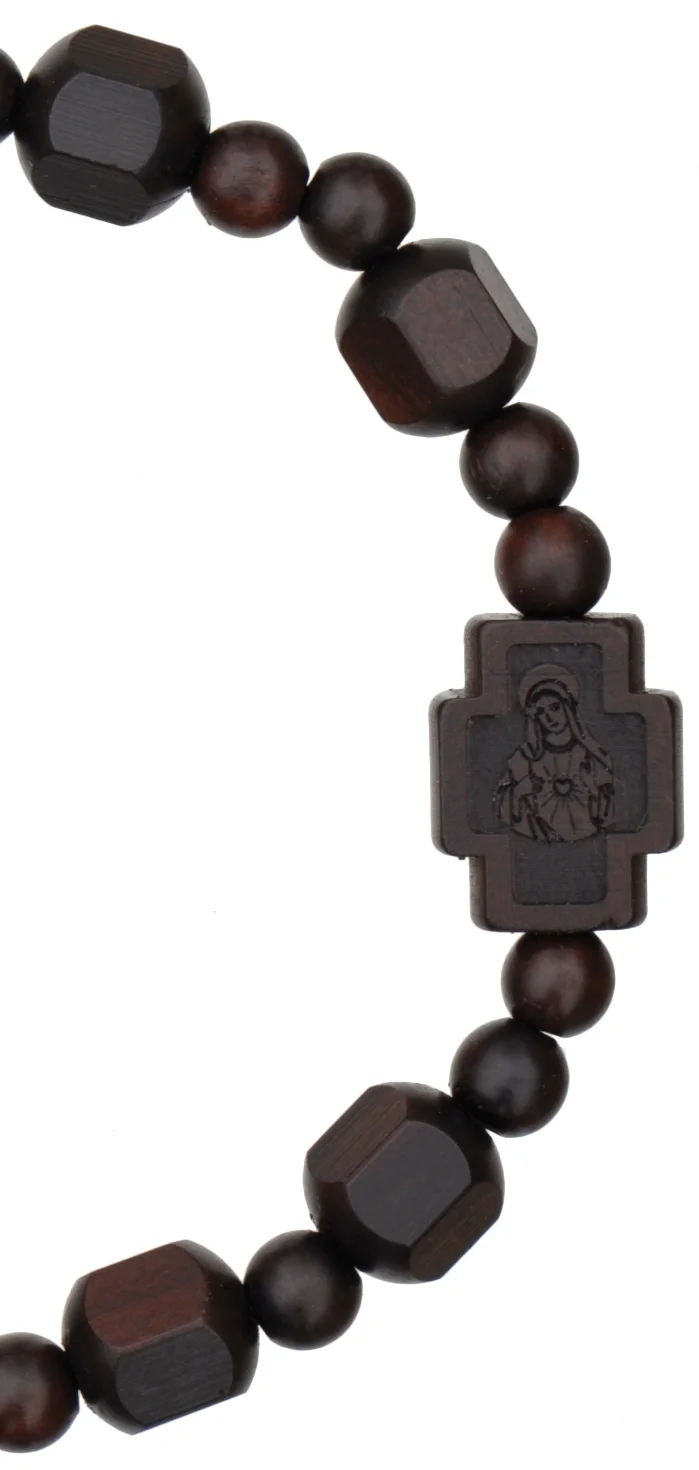 Jujube Wood Rosary Bracelet Hex Cut Catholic Sacramentals Jujube Wood Rosary Bracelet Hex Cut