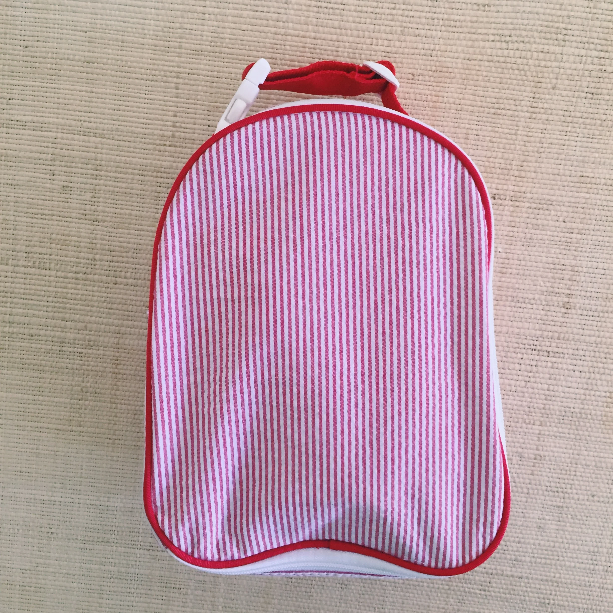 seersucker backpack and lunchbox