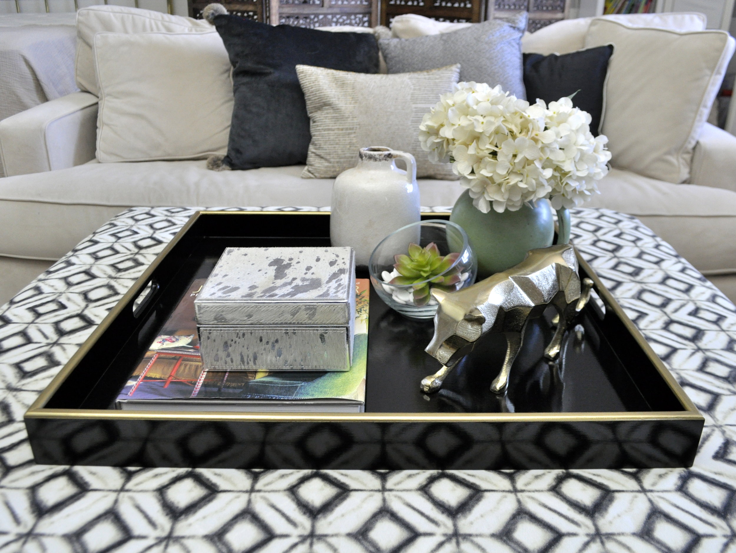 black ottoman tray