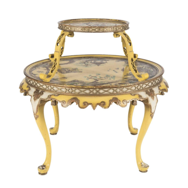 Two Tiered Italian Chinese Chippendale Style Table Moxie
