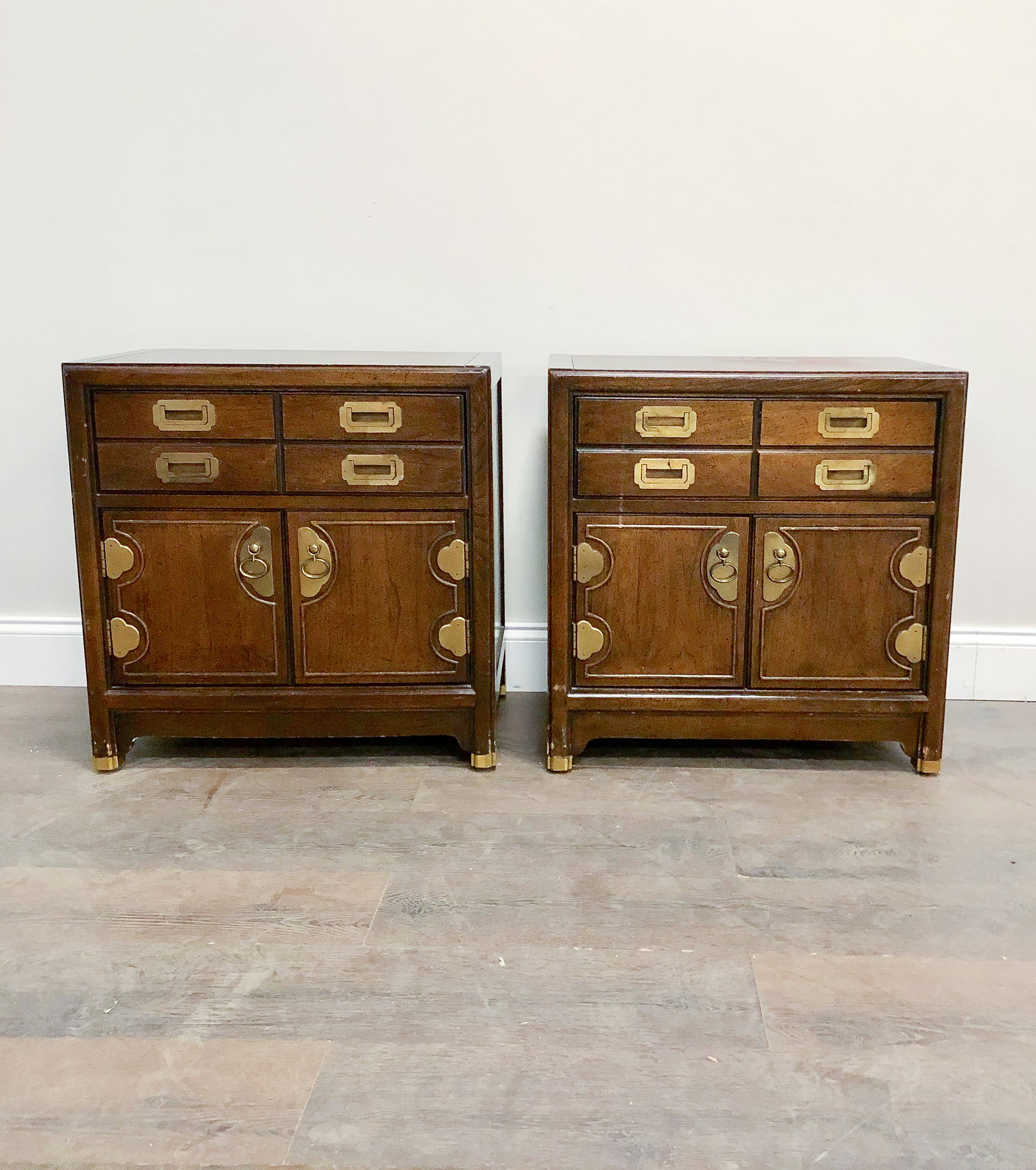 Vintage Refined Customizable Set Of 2 Campaign Style Nightstands