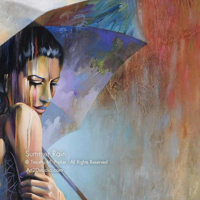 Summer Rain Abstract Figure Fine Art Print Limited Edition