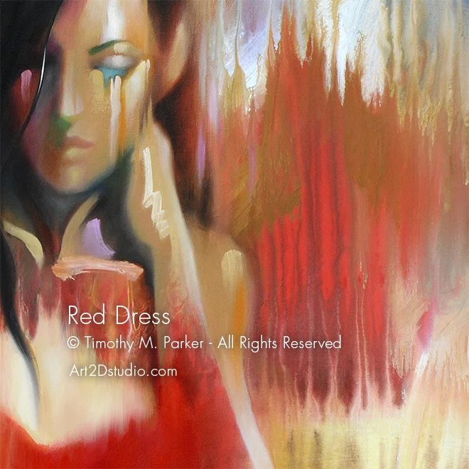 Red Dress Abstract Figure Fine Art Print Limited Edition