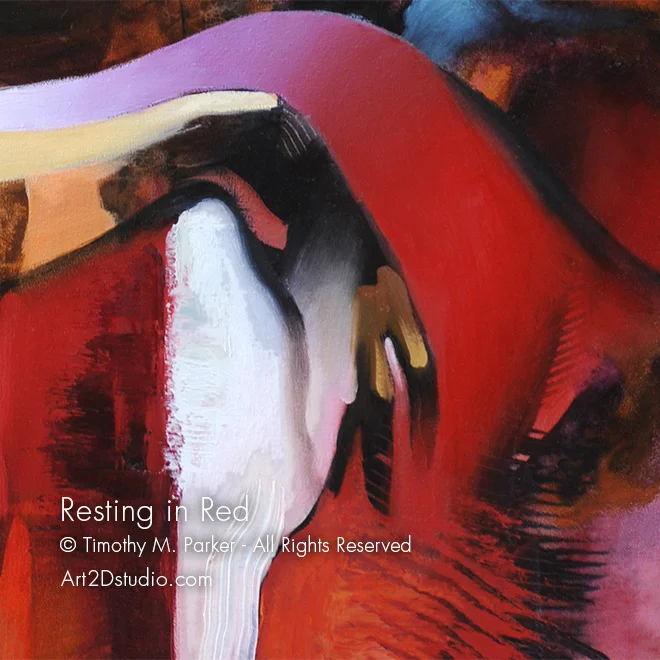 Resting In Red Abstract Figure Fine Art Print Free Shipping