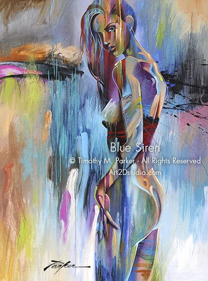 Blue Siren Abstract Figure Fine Art Print Limited Edition