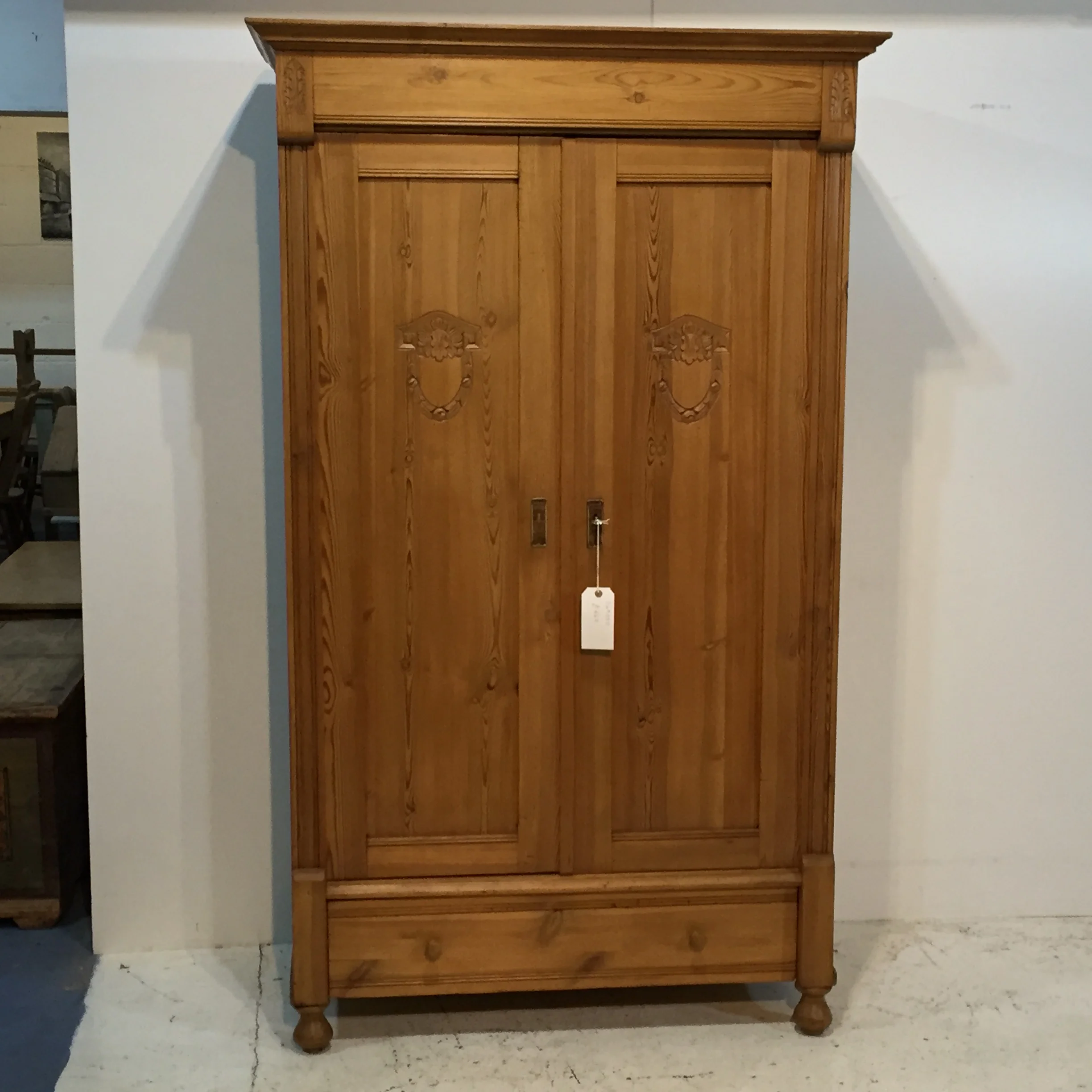 Small Polished Antique Pine Wardrobe S4903d Pinefinders Old