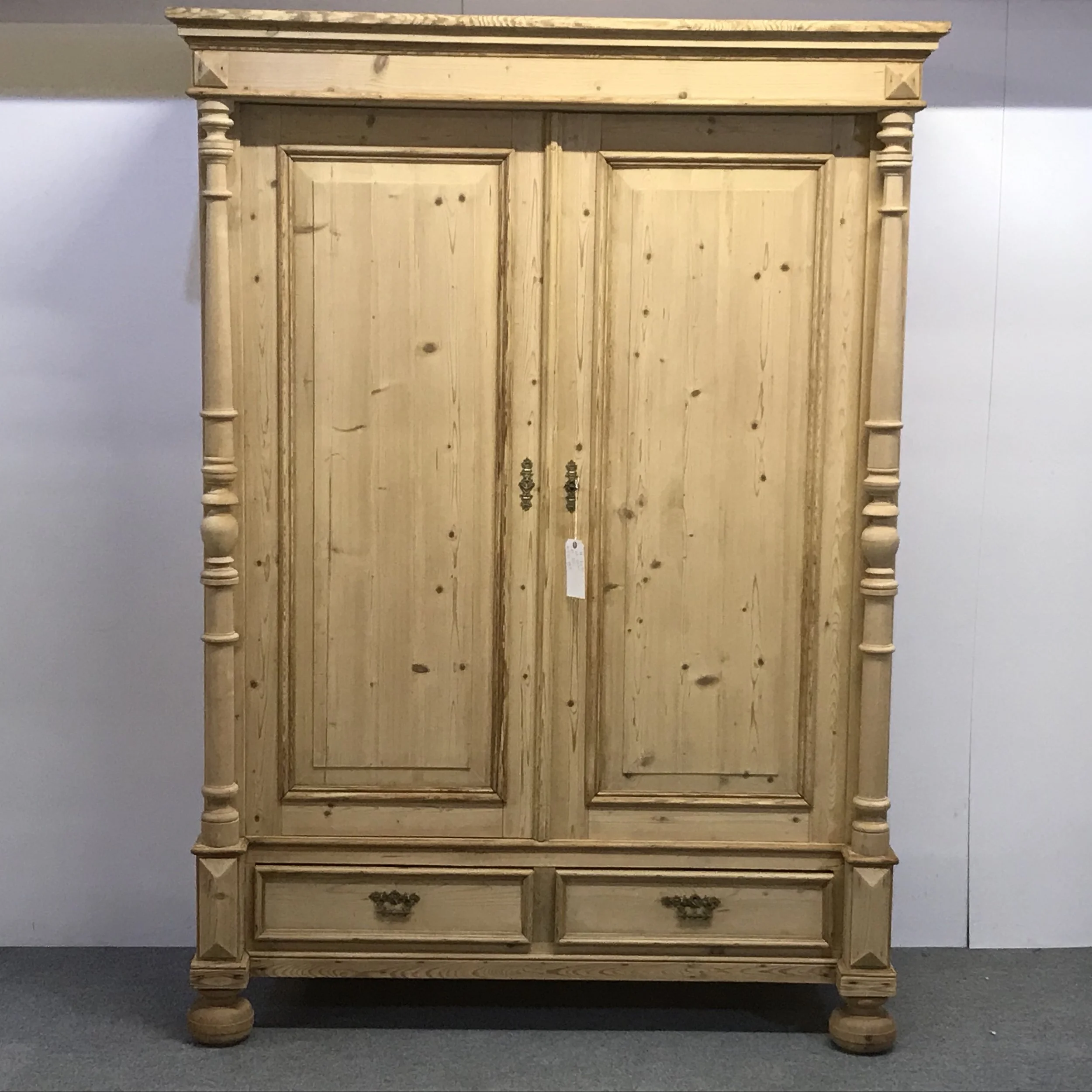 Large Antique Pine Wardrobe With Bottom Drawers Dismantles
