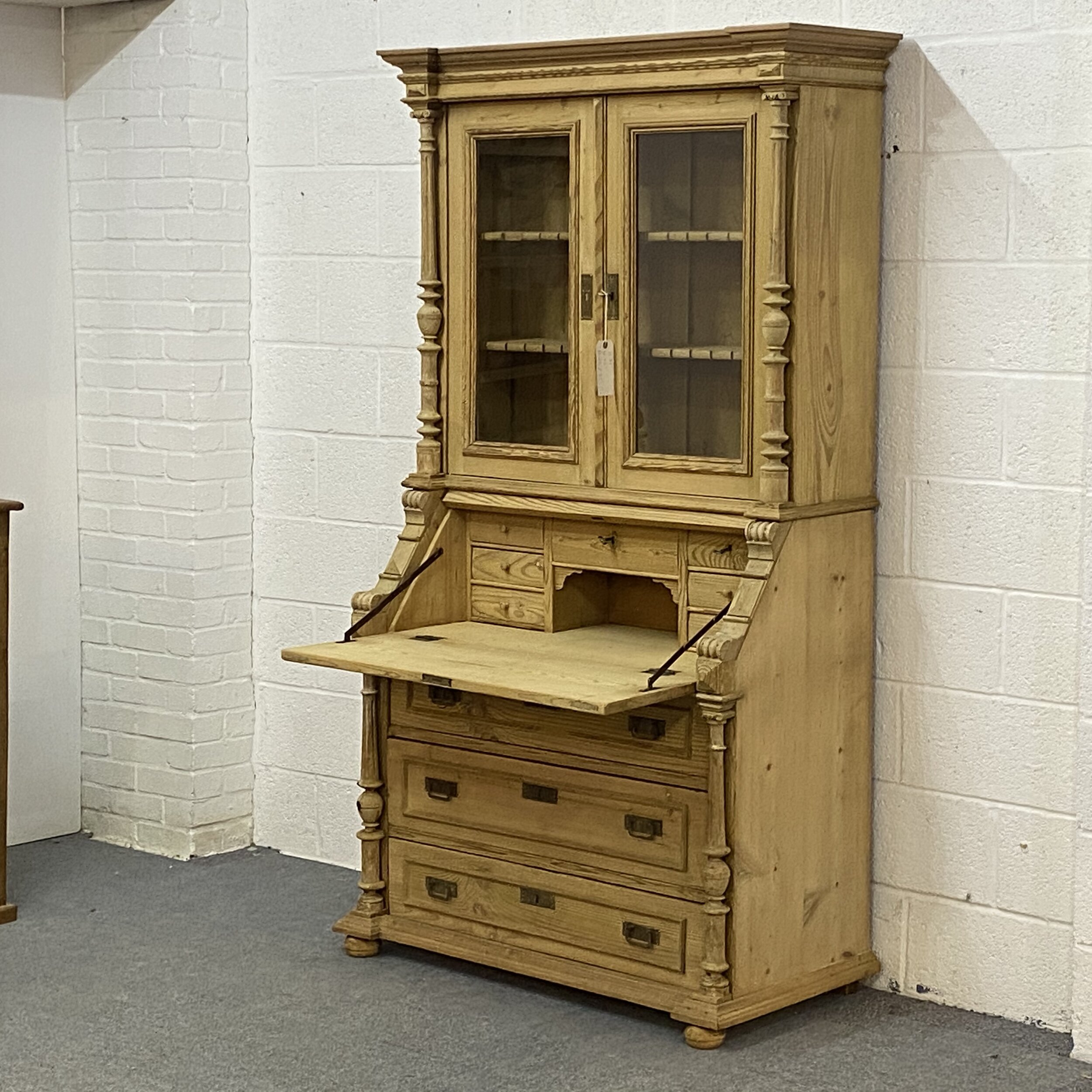 Large Partly Glazed Antique Pine Secretaire G0100f Pinefinders Old Pine Furniture Warehouse Antique Pine