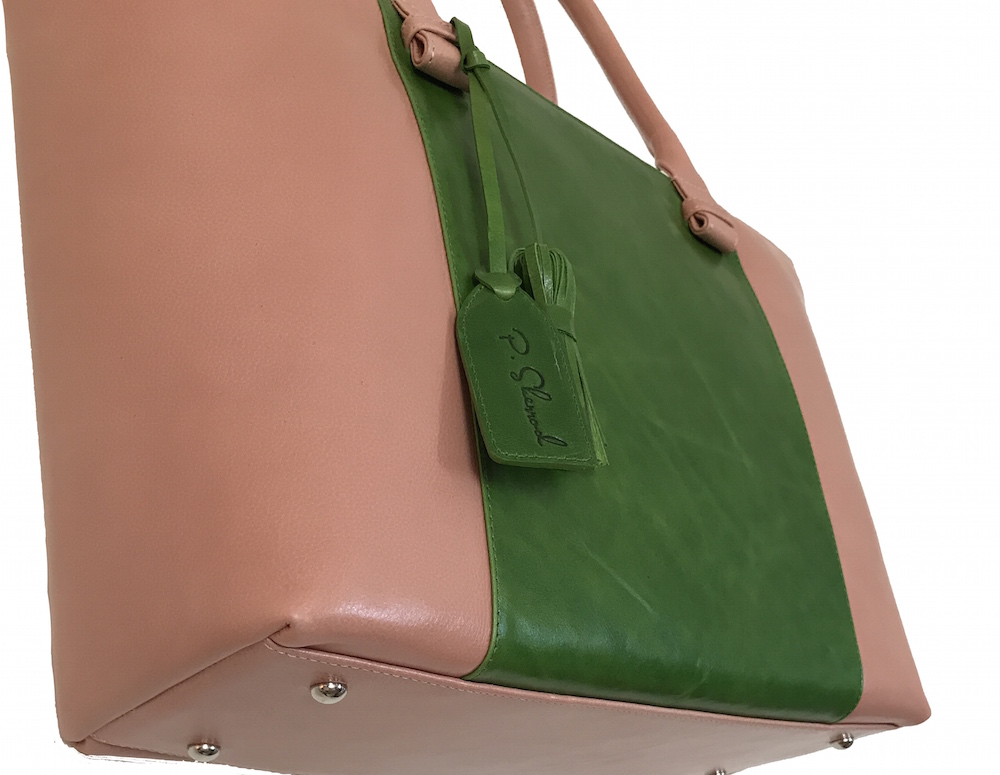 pink and green tote
