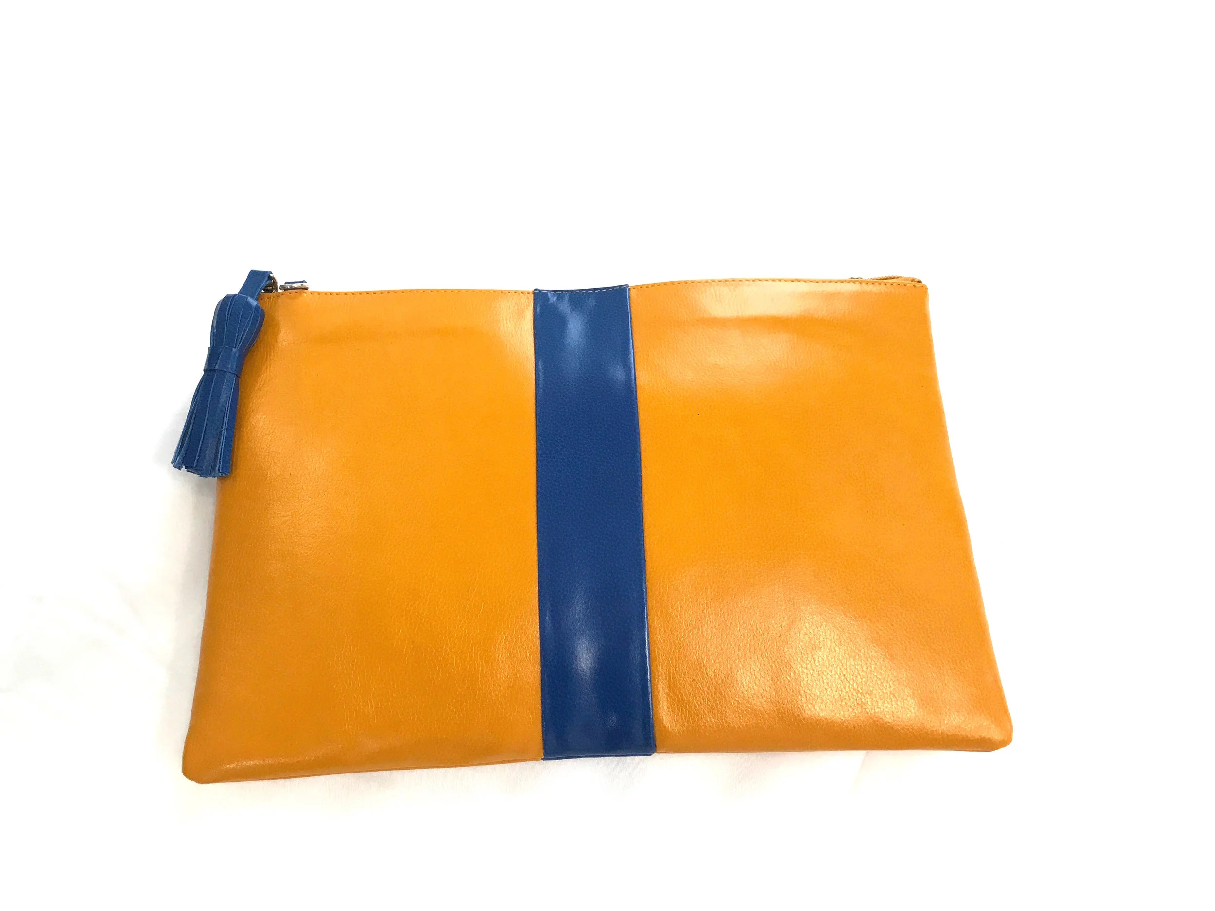 blue and gold clutch