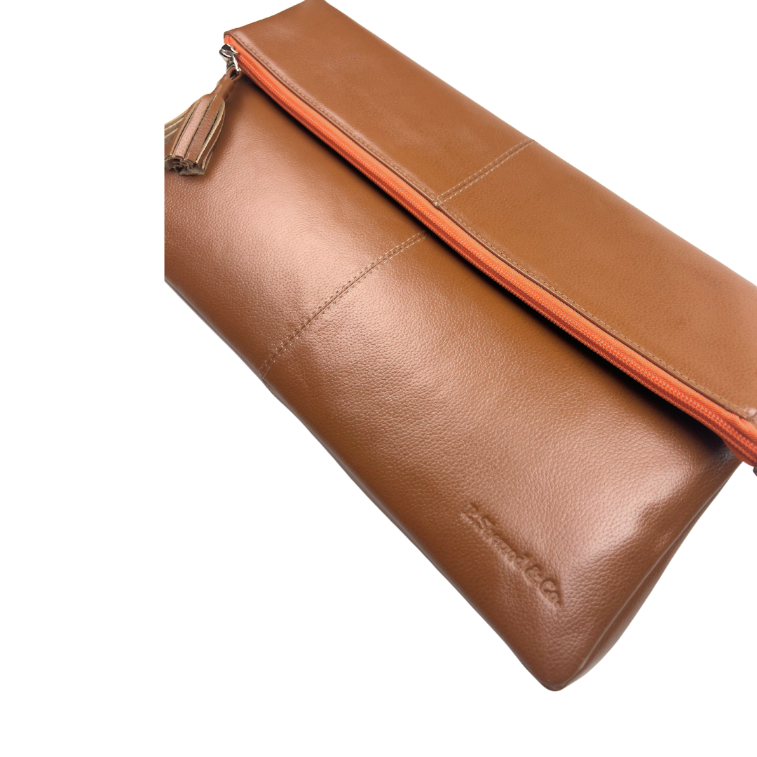 Oversized Foldover Leather Clutch Bag (Jennifer) — P. Sherrod & Co