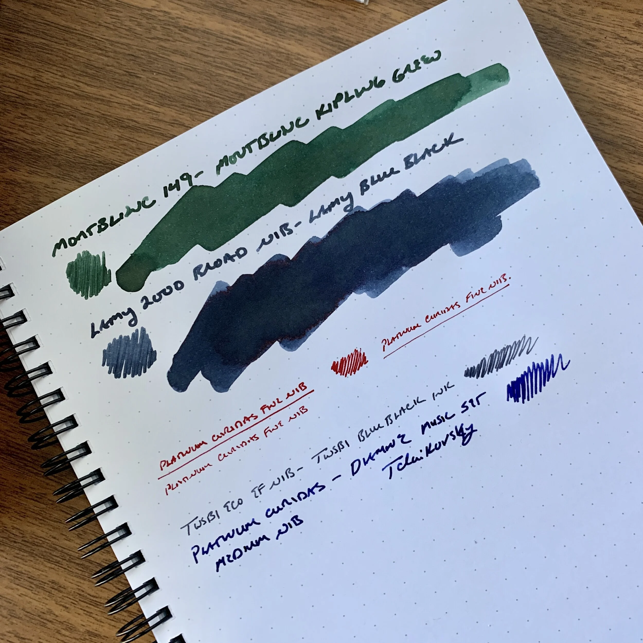 有时,我发现超细的笔尖会比宽阔的笔尖更羽化和流血,尤其是可以扎入纤维的针尖。我用重压力(上)和轻压力(下)的白金Curidas细笔尖试用了本文。两者都没有渗出,但沉重的书写样本有点羽毛。在正常书写压力下,我没有这个问题。