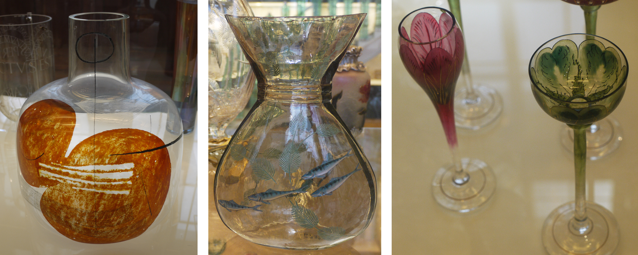 V型搪瓷玻璃器皿& A:Karel Vanura 1959年,Francois Eugene Rousseau 1878年,Ludwig Sutterlin 1904年。