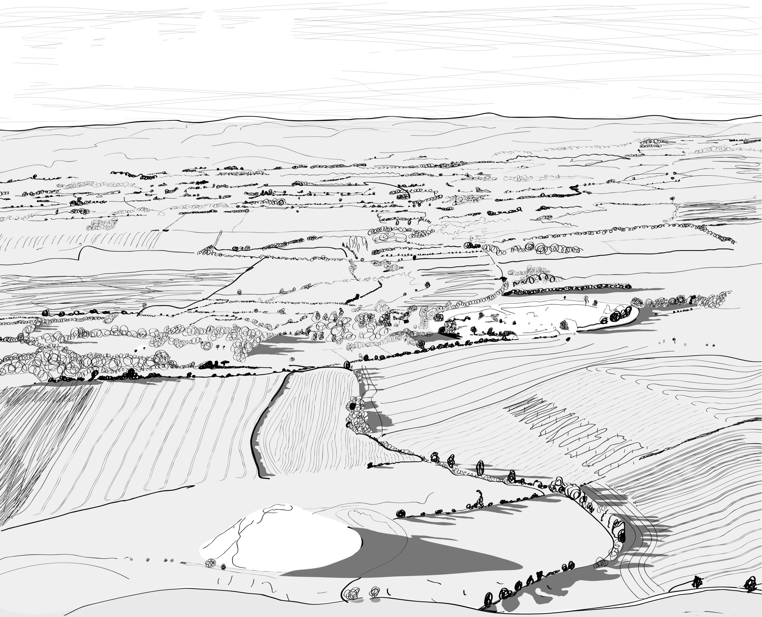 雷·沃德(Ray Ward)望着希尔伯里山(Silbury Hill)向埃夫伯里(Avebury)(展示着水草和泥泞的小路)