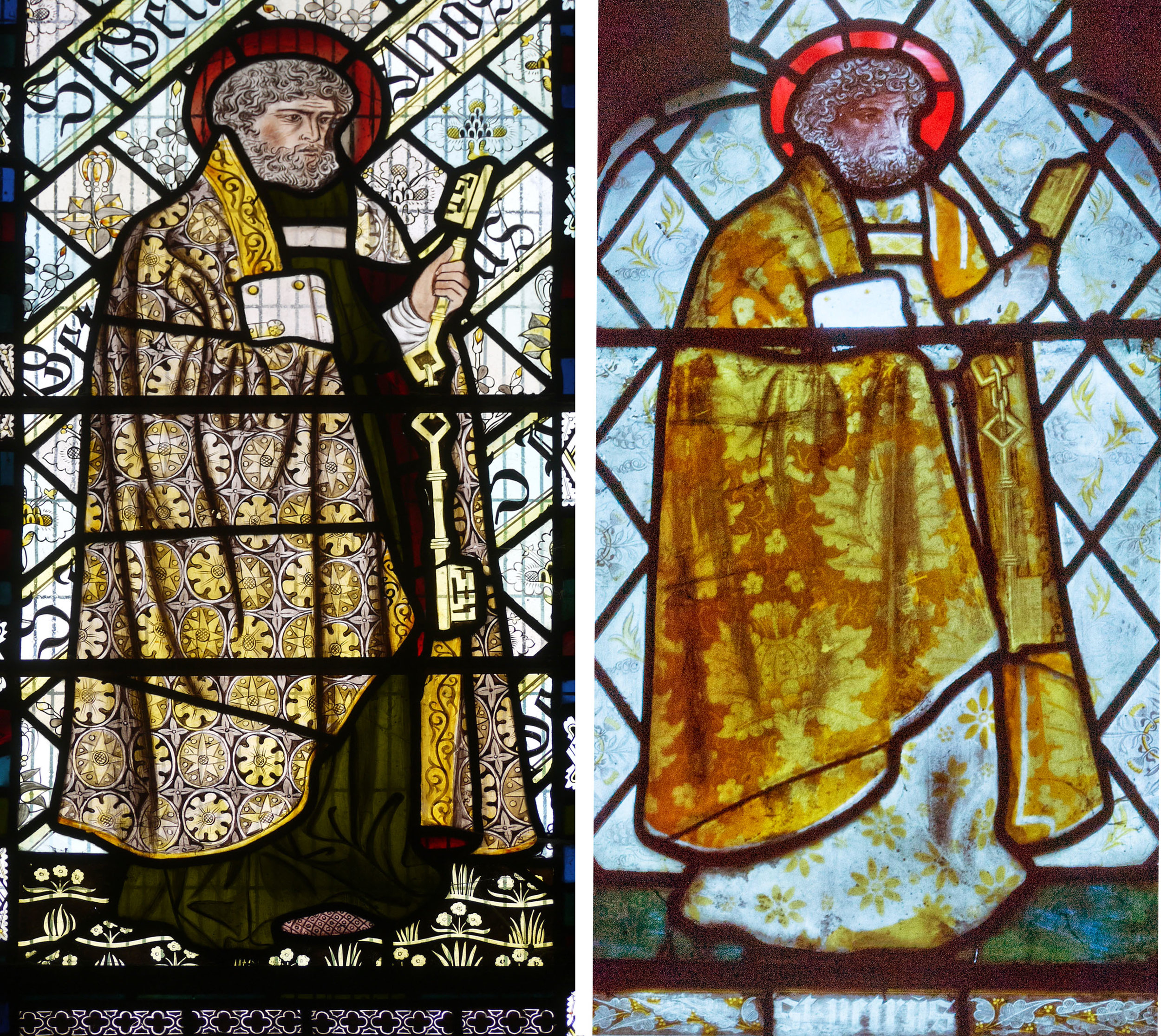 圣尼古拉斯·博德塞特(St. Nicholas Beaudesert)的圣彼得(St. Peter)(左),圣马丁(St. Martin)的Low Marple(右) 