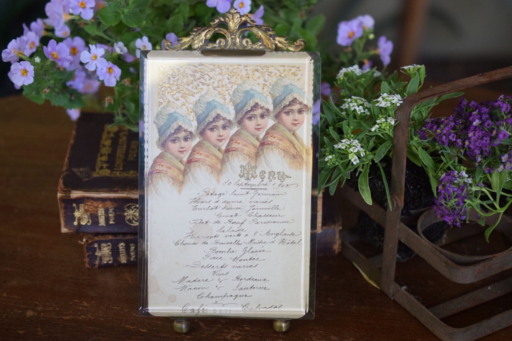 French Antique Ormolu Picture Frame With Bevelled Glass Vintage Picture Frames French Antiques Vintage French Decor French Linens Cafe Au Lait Bowls And More