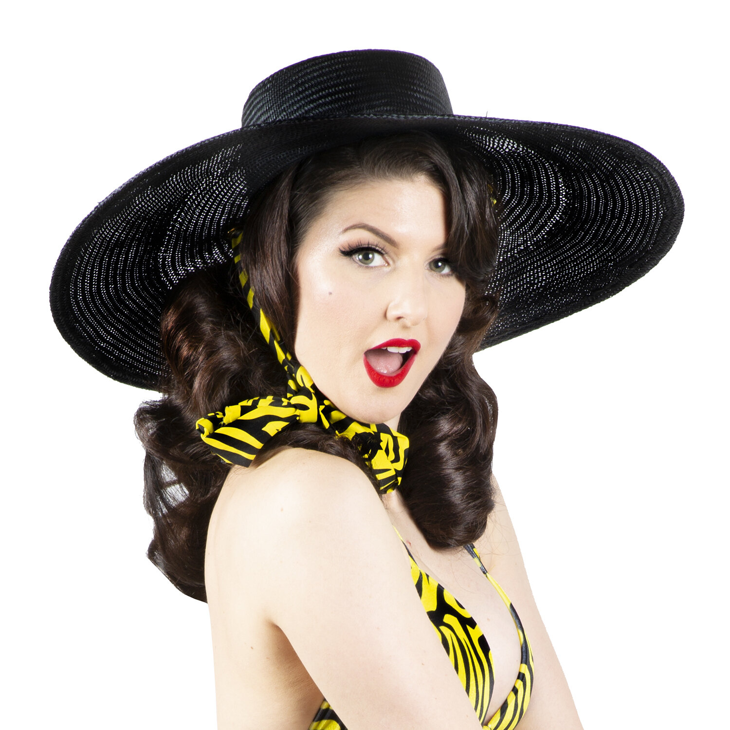 ROULA' WIDE BRIM STRAW HAT AND TIE 