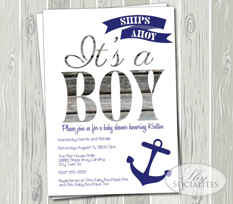 Ships Ahoy It S A Boy Nautical Baby Shower Invitation Shy Socialites Ships Ahoy It S A Boy Nautical Baby Shower Invitation Shy Socialites